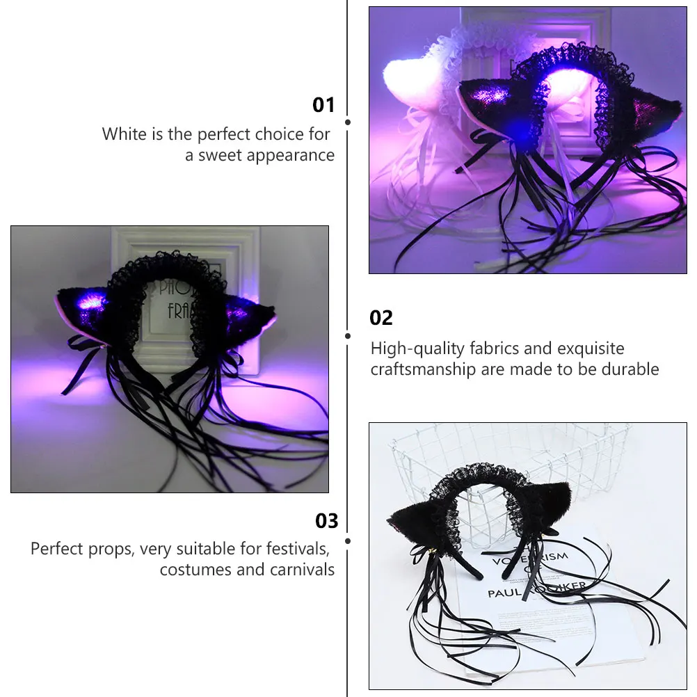 

Cute Cat Headband Short Hair Hoop Furry Cat Ear Hair Hoop Adult Ears Flexible White Cartoon Festival Accessories