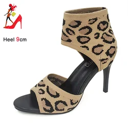 9CM Knit Sandal Office Women High Heels Designer Knitted Breathable Stilettos 2024 New Summer Sexy Party Shoes Big Size 44 45 46