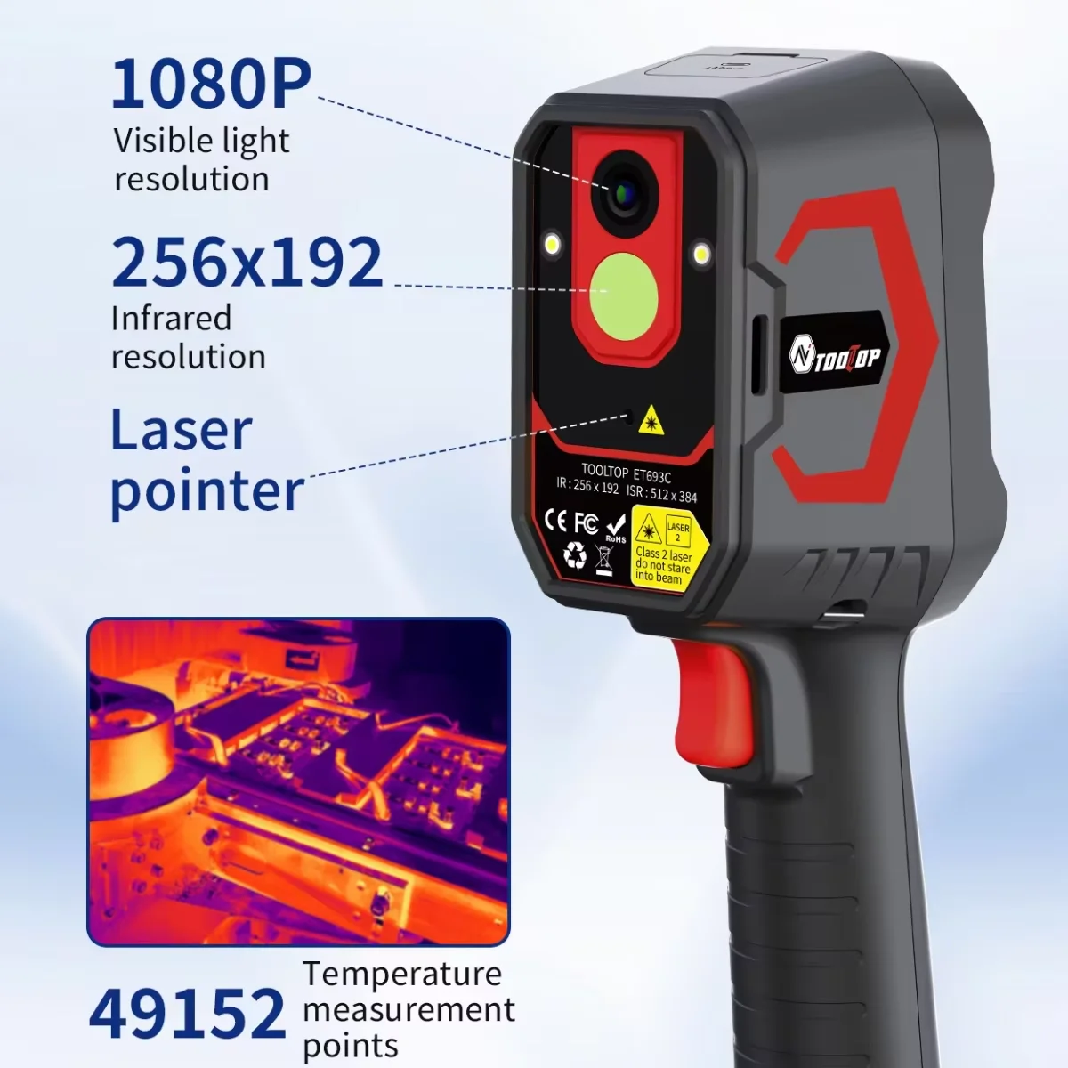 TOOLTOP ET693C Super IR 512x384 Thermal Camera with 1080P Visible Camera Electronic HVAC Repair Thermal Imager 256*192 Sensor