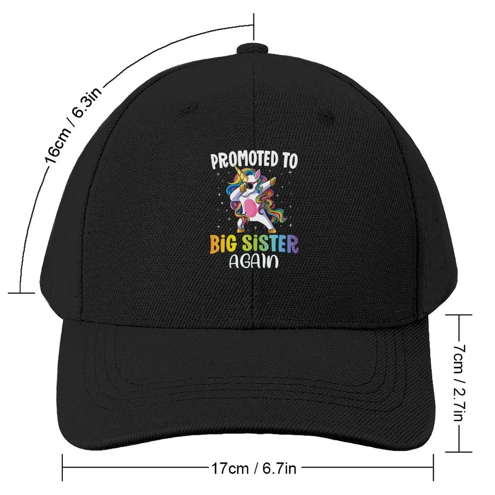 Promoted to Big Sister Again Dabbing Unicorn Older Sister Baseball Cap Trucker Hat black fashionable birthday Men's Hats Women's