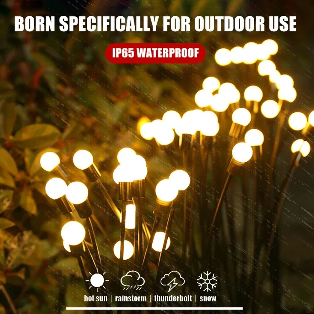 أضواء في الهواء الطلق مصباح الحديقة الشمسية مصباح الحديقة LED يحركها الرياح اليراع الأرض التوصيل مصباح لحديقة الحديقة المناظر الطبيعية عطلة الخفيفة