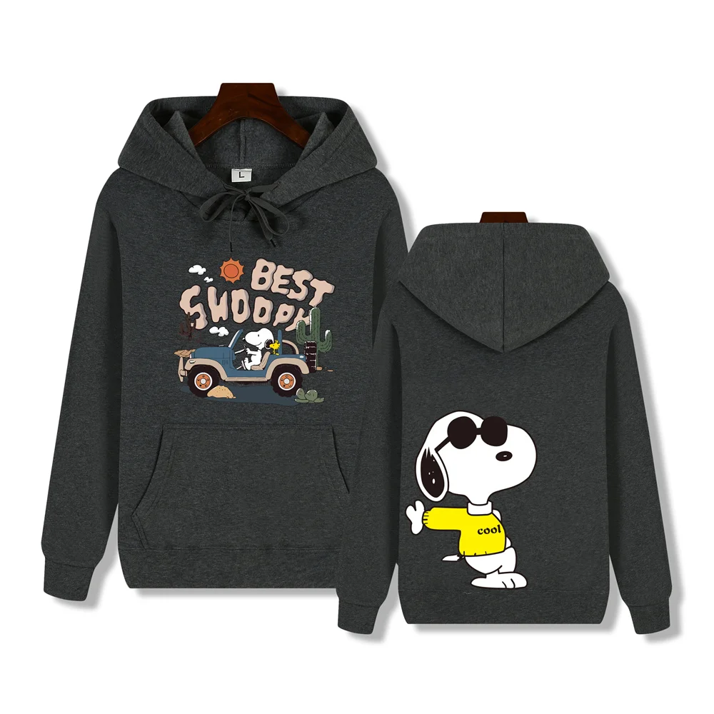 Men\'s casual fashion brand high-end quality Snoopy print Autumn Winter thick warm street fashion hoodie