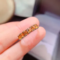 Sterling Silver 925 Natural Citrine 3x3 Women Rings Turkish Rings for Women Engagement Ring Big Size Citrine Ring