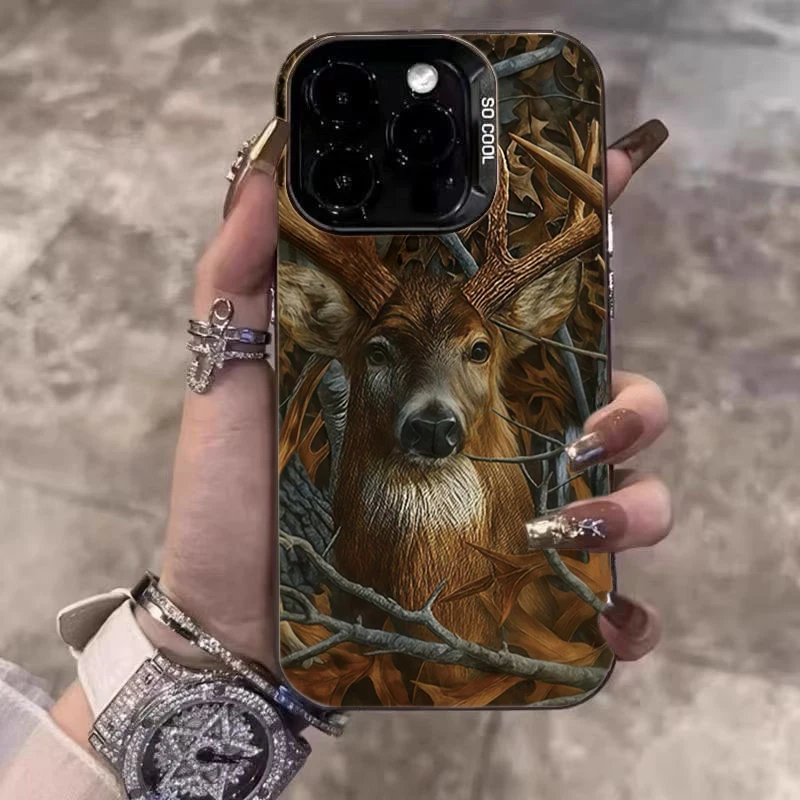

Retro Deer Pattern Black Laser Phone Case For Xiaomi Redmi Note 14 4G Cases Redmi Note 14 Pro 5G 13 12 11 10 15C 14C 13C Cover