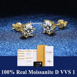 GRA certificate100% Real 925 Sterling Silver Moissanite Earrings D Color Svtud For Womenv Quality Sparkling Wedding Jewelry