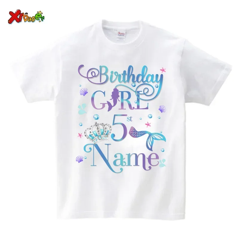 Mermaid Birthday Family Shirt for Girl Party Matching Clothes Outfit Kids Clothes Baby Jumpsuit Personalized Name Tshirt Outfit