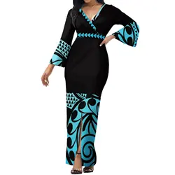 Women's Dress Slim Maxi Custom Polynesian Fashion Women's Summer Long Sleeve Dress High Quality Banquet Dress 2023