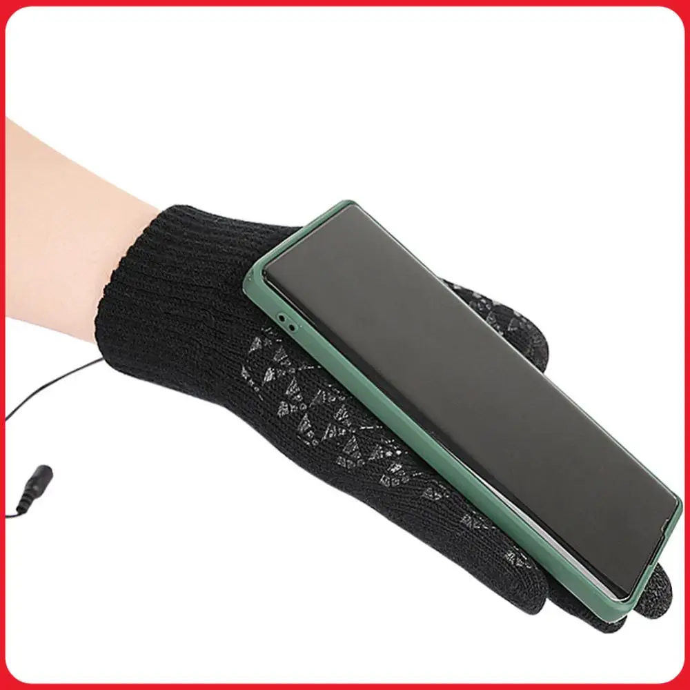 

Вязаные перчатки с подогревом через USB, полнопальцевые перчатки, нескользящие термовязаные рукавицы, зимние велосипедные перчатки для занятий спортом на открытом воздухе