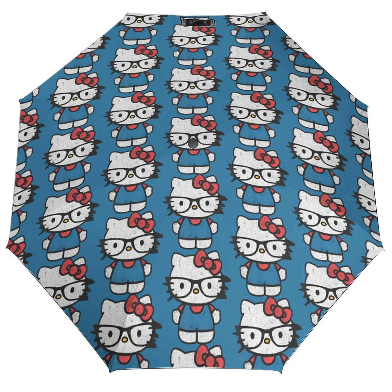 

8-рулочный автоматический защитный зонтик, солнцезащитный козырек Hello Kitty, очки для ботаников, зонтик с рисунком кота, летние прочные усиленные зонты