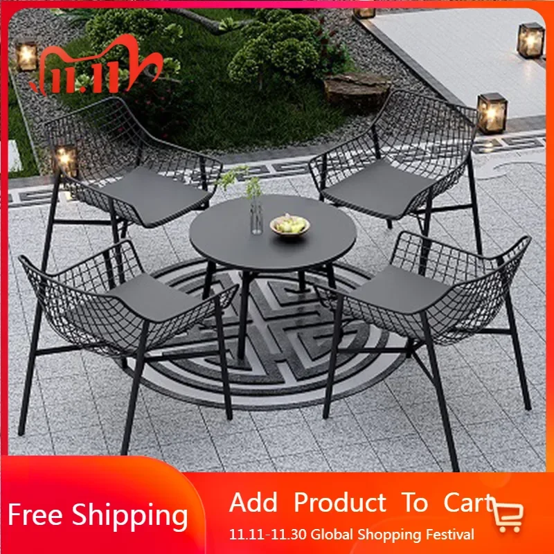 

Retro Black Garden Furniture Sets Lounge Nordic Moving Patio Garden Furniture Sets Outside Metal Meble Ogrodowe Yard Decorations