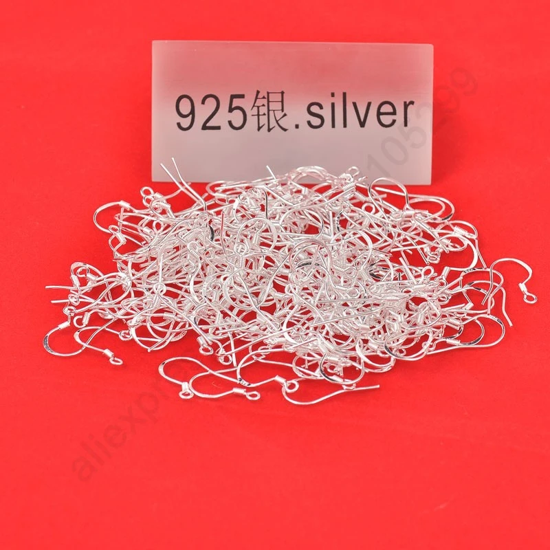 Shining Earring Making 200PCS Wholesale 18mm 925 Sterling Silver Earring French Hooks Beaded Ball Jewelry Accessory Findings