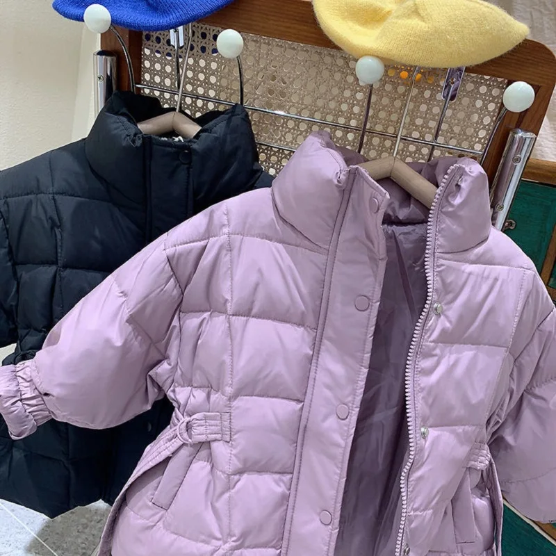 Moda neonato ragazza giacca imbottita in cotone inverno neonato bambino cappotto cintura cintura calda capispalla spessa vestiti per bambini 2-10Y