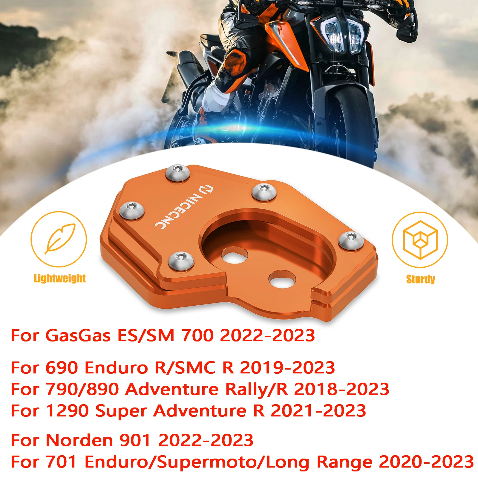 For 21-23 KTM 1290 Super Adventure R Kickstand Extension Pad for KTM 690 Enduro R 690 SMCR 19-23 790 890 Adventure/R/Rally 18-23