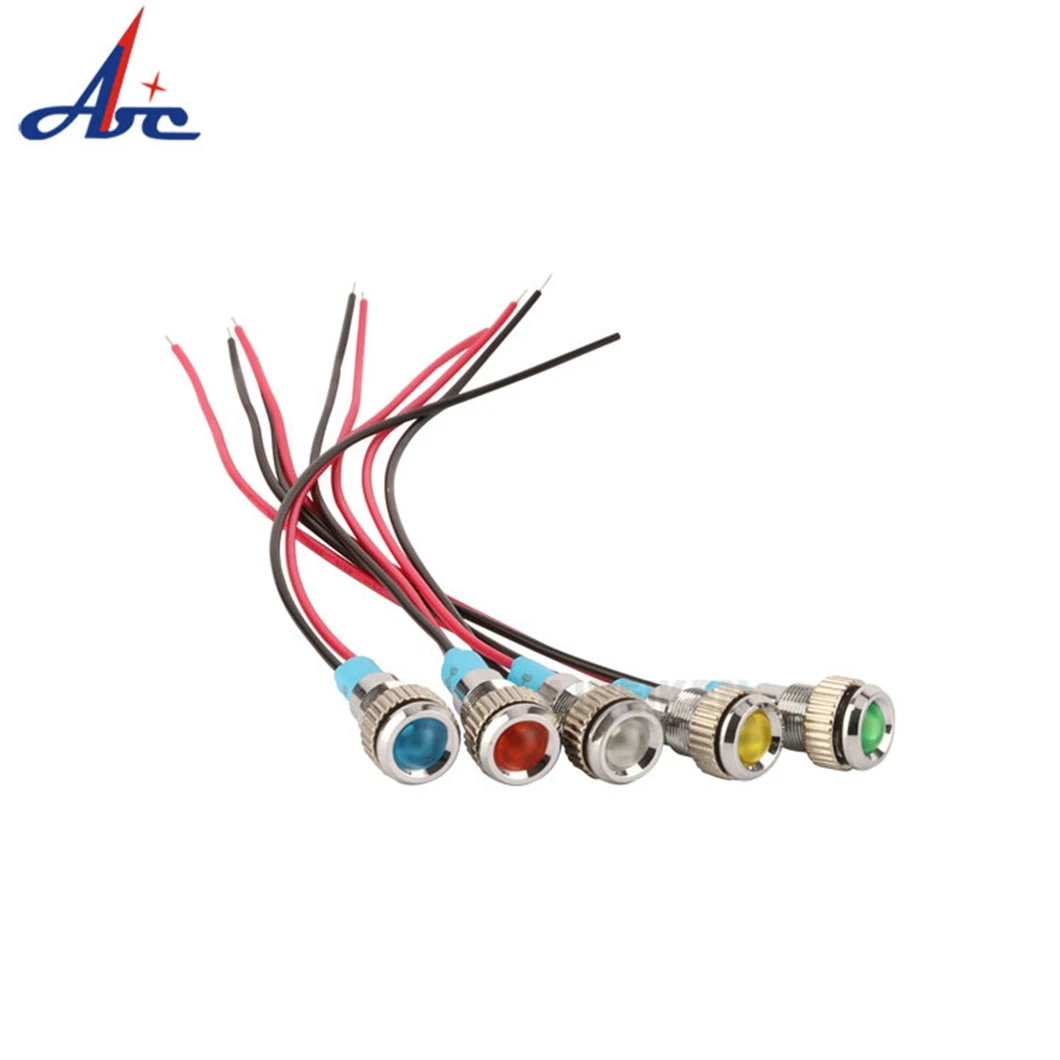 

ABILKEEN 20PCS IB6C-QX-DC 6MM Ball Head Metal Indicator Light DC3-6V/12-24V AC110V AC220V Industrial Pilot Lamp with 150MM Cable