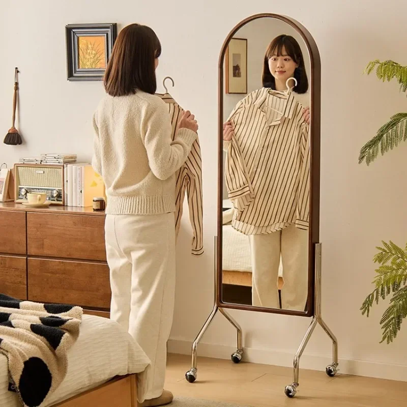 Movable full body, floor mirror, home magazine rack full-length mirror, living room and bedroom rotation