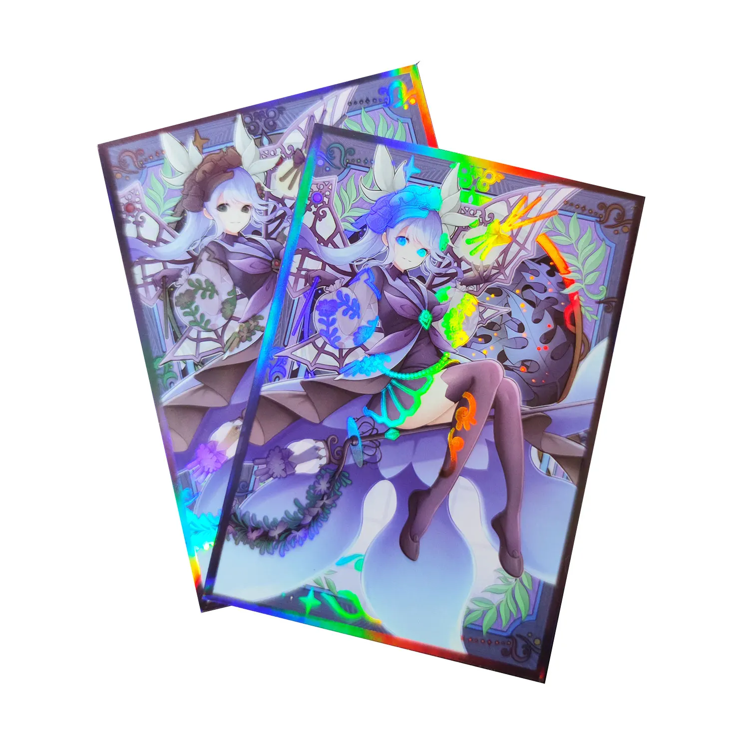 60PCS Flashing Card Sleeves Anime Protective Sleeves 63mmx90mm Top Loading YGO Card Protector for Japanese Size Trading Cards