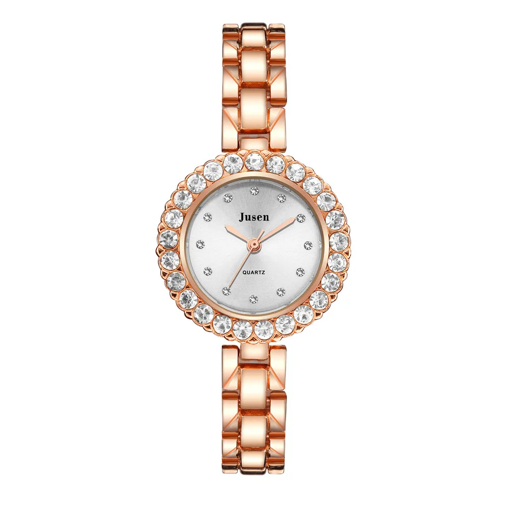 

Роскошные женские наручные часы из кварцевой стали с блестящими стразами