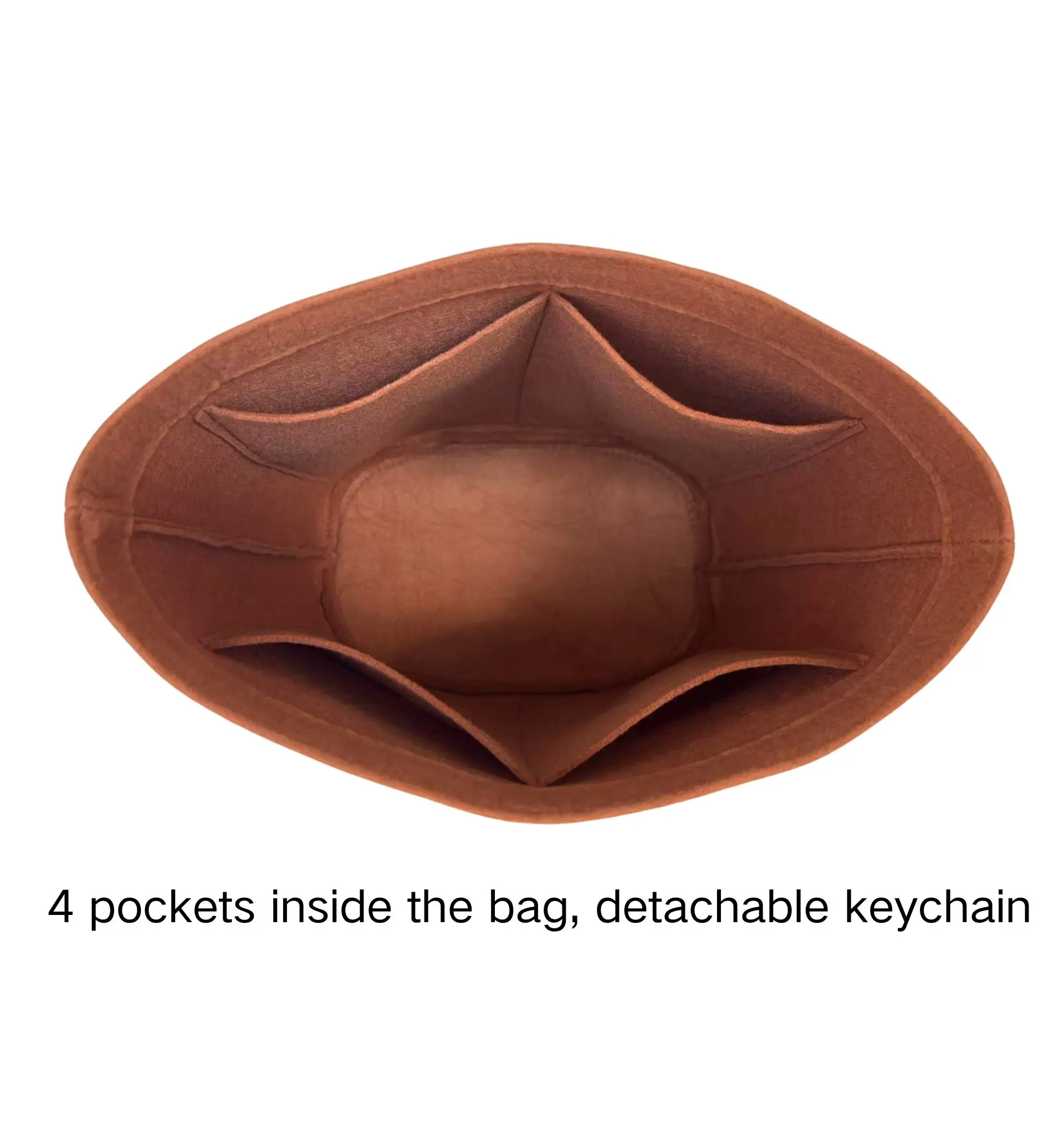 For L V Bucket GM Monogram Bag Insert Organizer round Bags Inner Liner Accessories with Detachable Keychain for Bag Organization