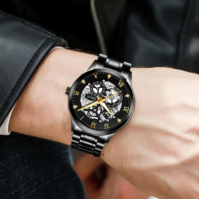 Riem Holle Heren Horloge Luxe Sport Quartz Horloges Volledig Staal Chronograaf Polshorloge Heren Kalender Relogio Masculino