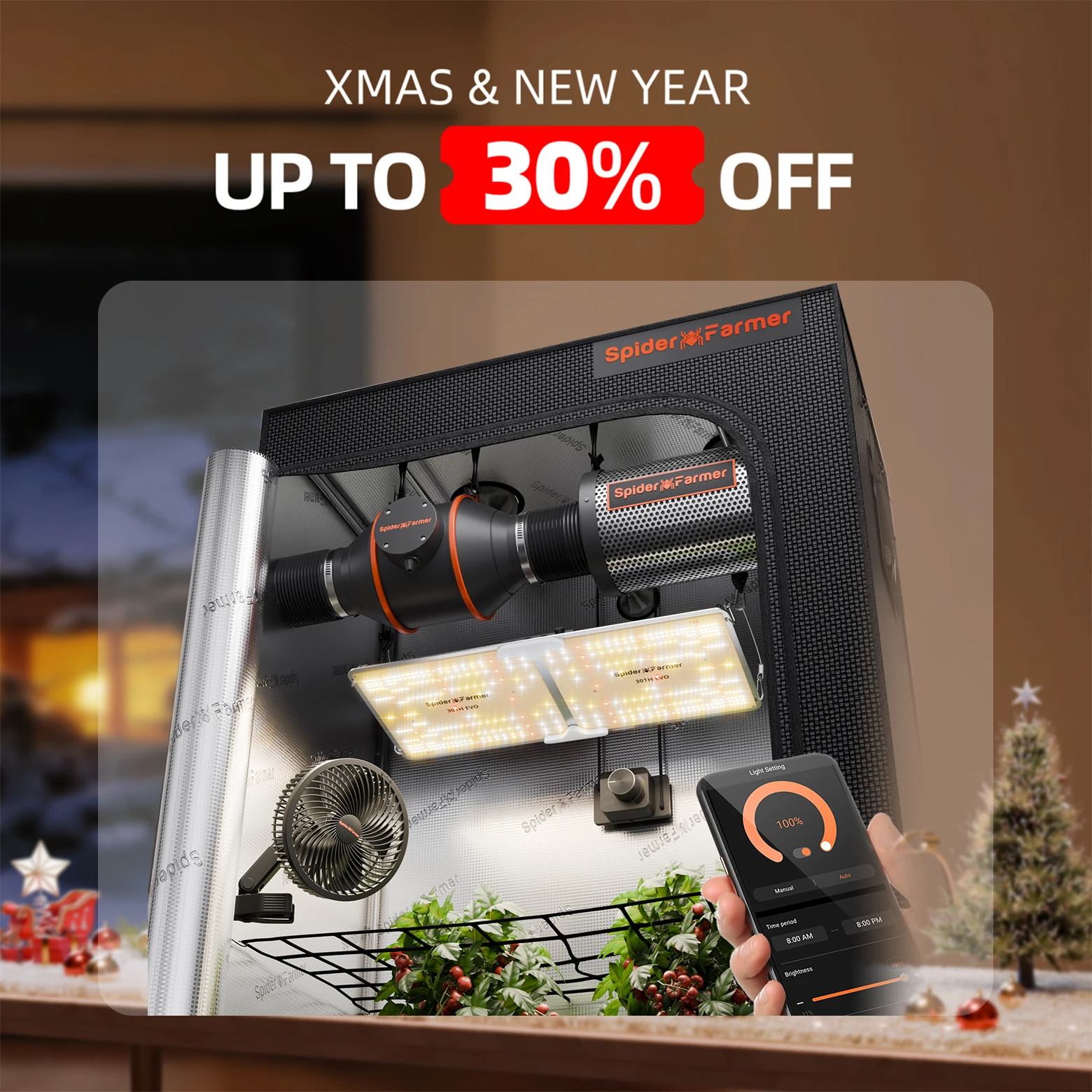 

Комплект палатки для выращивания Spider Farmer 1,2x0,6x1,8 м со светодиодом полного спектра SF2000 EVO, 6-дюймовый зажимной вентилятор, комплекты встроенных вентиляторов 4 дюйма для садоводства в помещении