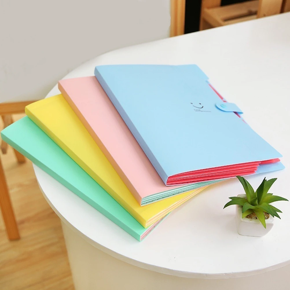 

A4 Plastic File Folder with 5 Pockets Snap Closure for Documents Papers Home Office School Bright Color Expanding