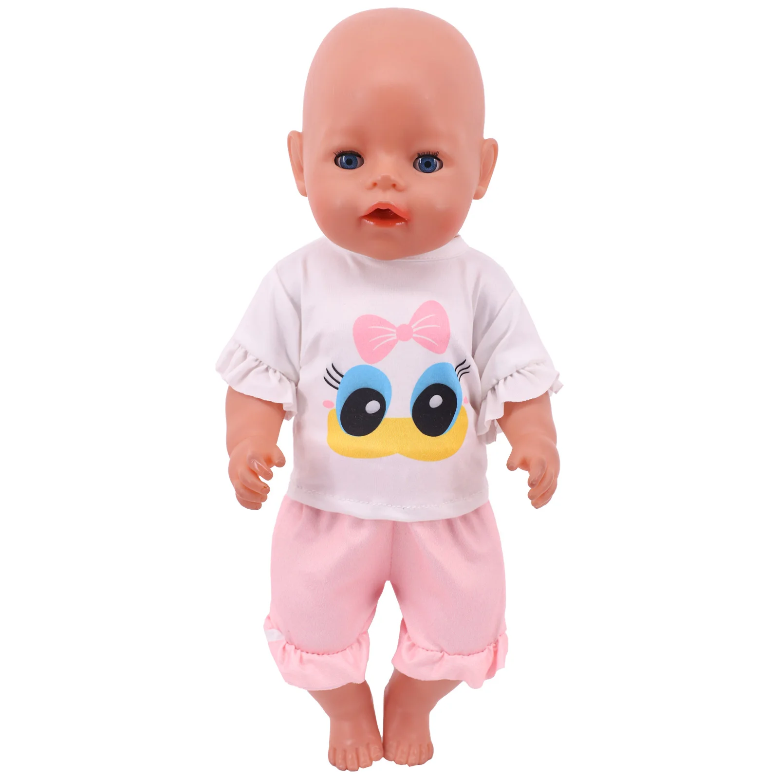 Cute Print T-shirt e Shorts para Reborn Baby Doll, American Dolls, Our Generation Pijamas, Sportswear roupas, 43 cm, 18 polegadas, verão