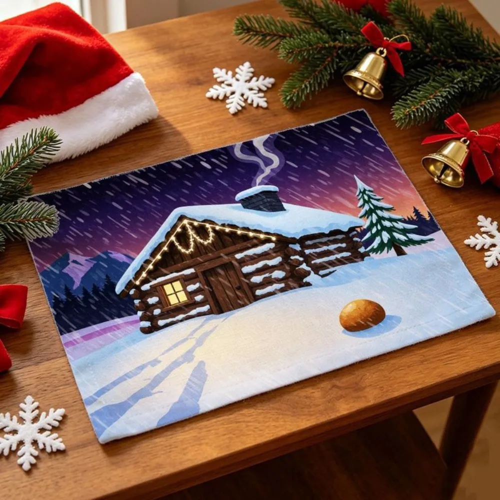 Christmas Winter Printed Meal Mat Restaurant Decorative Table Mat Atmosphere Gift
