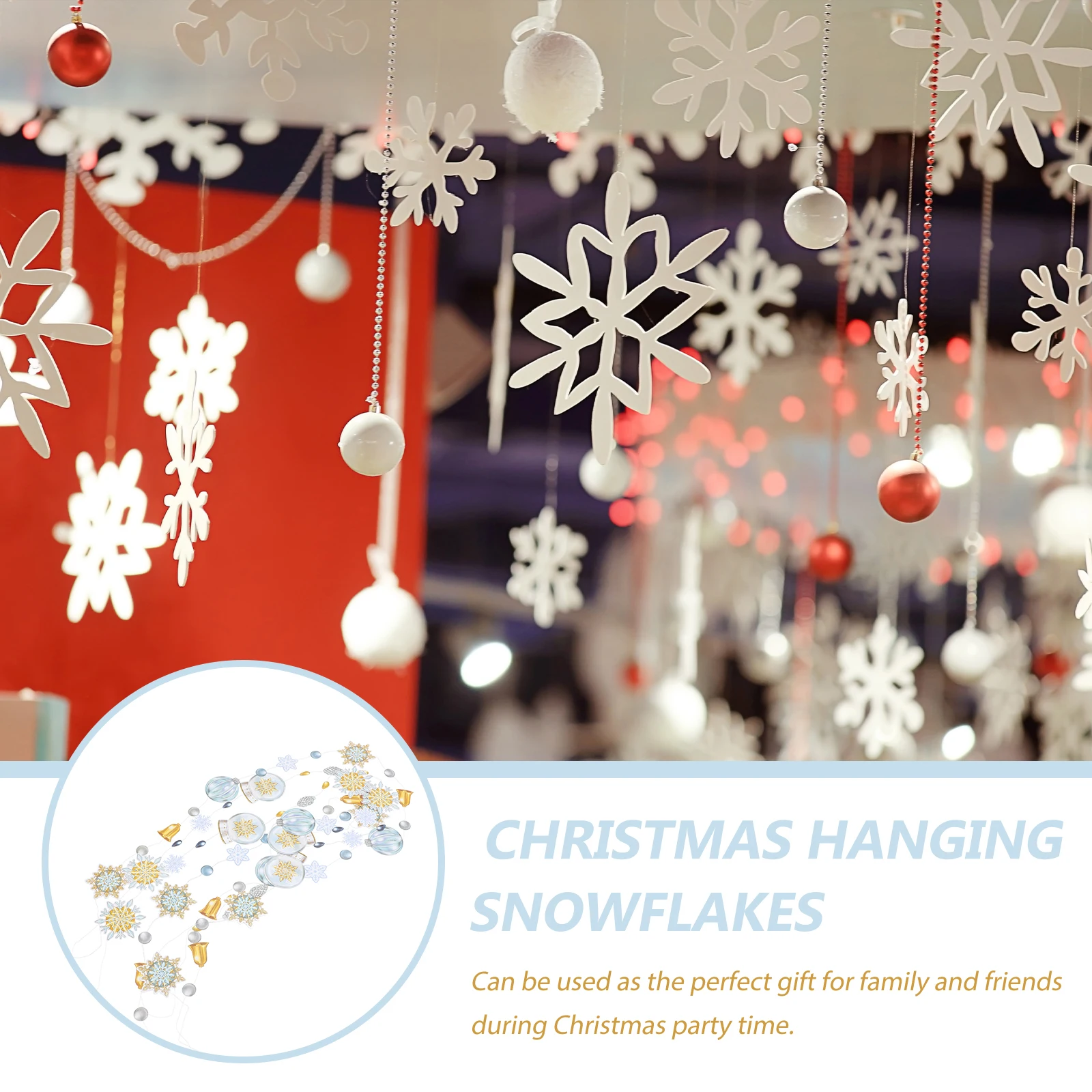 

4Pcs Christmas Hanging Snowflakes Bell Garland Paper Decorations Xmas Party Wall Banner Indoor Home Decor Christmas Garlands