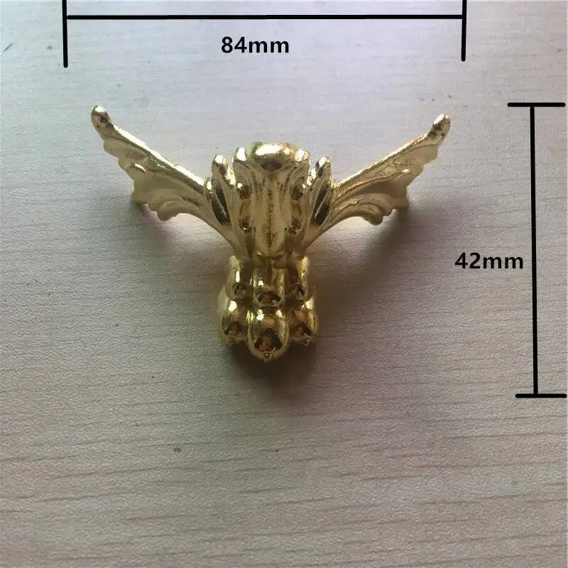 Kaki Hewan Motif Harimau dari Paduan Seng Vintage Cina, Kaki Dekorasi Eropa, Kaki Kotak Kayu, Sudut Kabinet, Warna Emas, 84*42Mm, 8Pcs