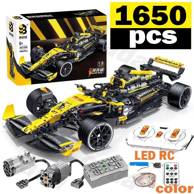 

MOC Технический JKC7205 Racing 1:8 Racing Driver 27 Formula Building Block Дистанционное Управление Освещение Гоночный Renault F1 Игрушка Детский Подарок