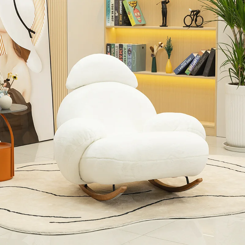 

Big white rocking chair lazy sofa rabbit plush living room bedroom casual single sofa