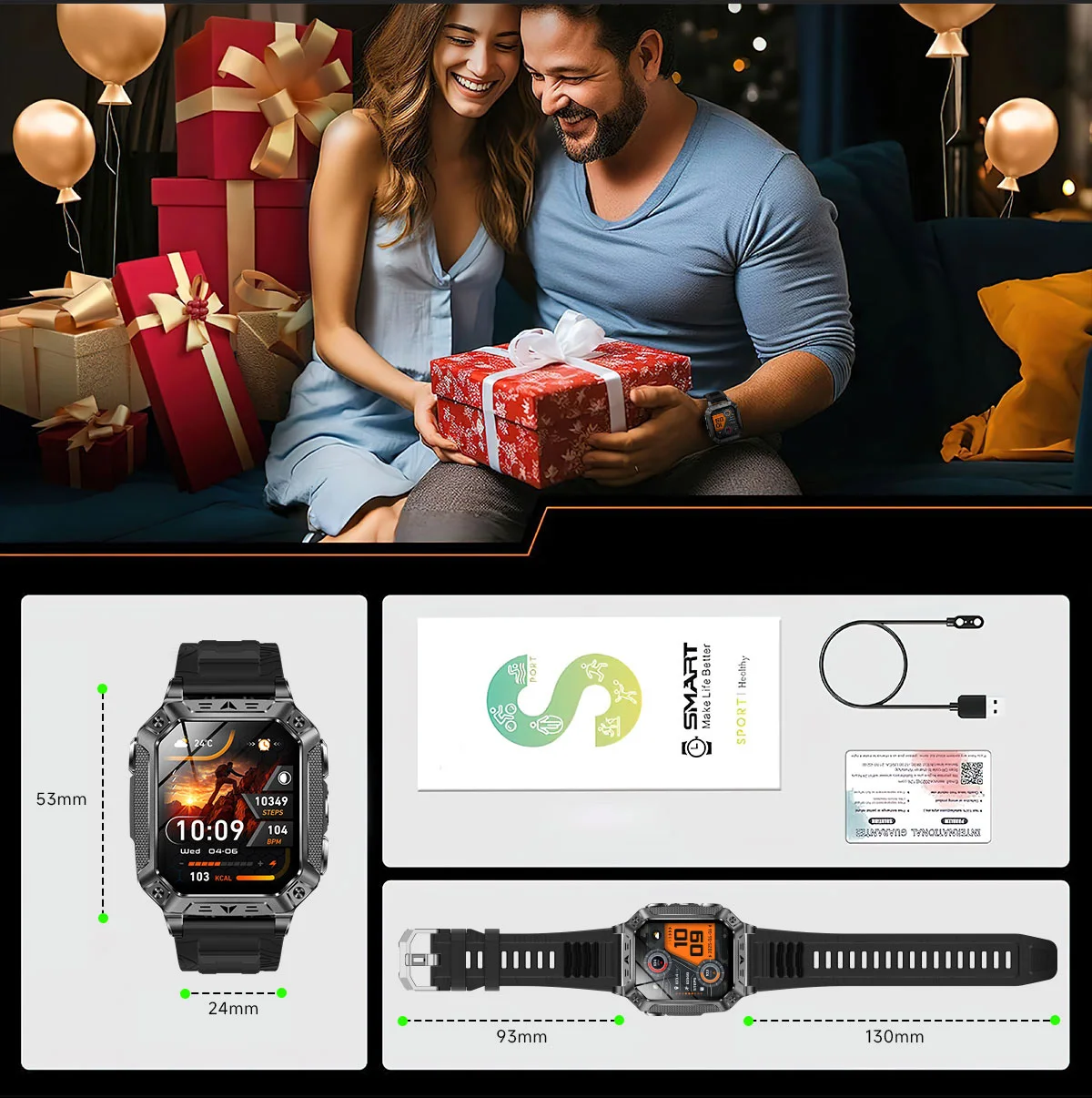 2026 Neue 1400mAh Militär-Smartwatch 10ATM Wasserdicht 2,01" AMOLED SOS+LED-Taschenlampe Herzfrequenz 100+ Sportmodi Fitness-Uhr – Detail 25