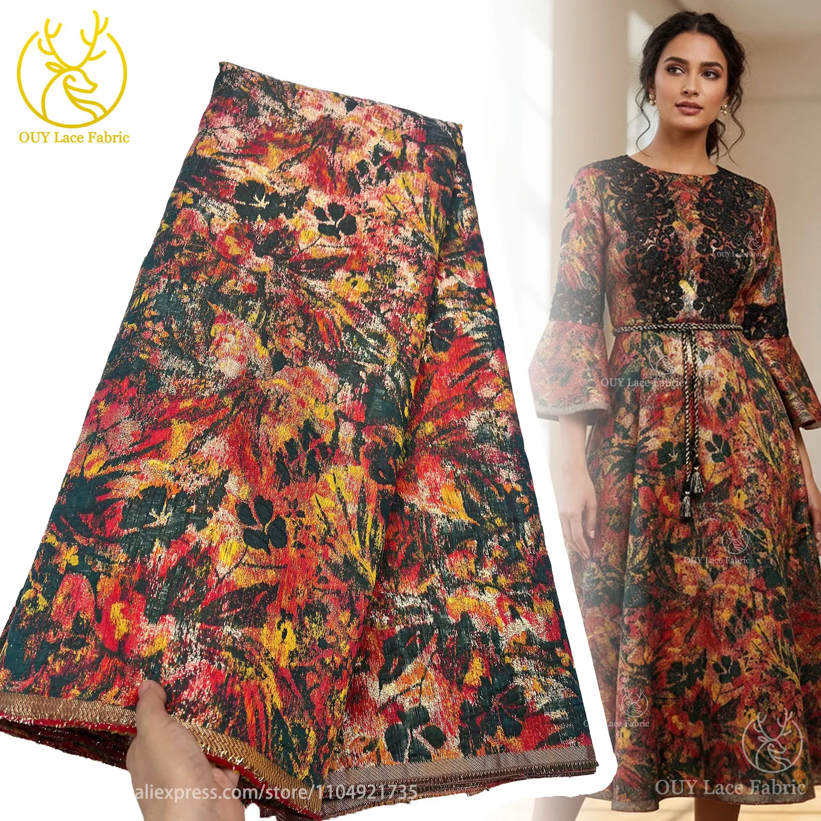 

Latest African Jacquard Lace Fabric 2025 High Quality Luxury French Nigerian Ladies Fashion Party Dress Sewing Fabric Material