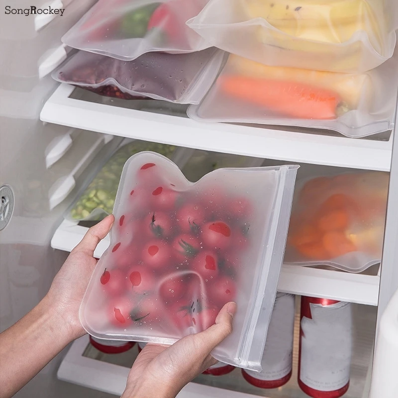 Akcesoria kuchenne Torba silikonowa na owoce i warzywa Wielokrotnego użytku Szczelna torba do przechowywania świeżej żywności Lodówka Torba Ziplock