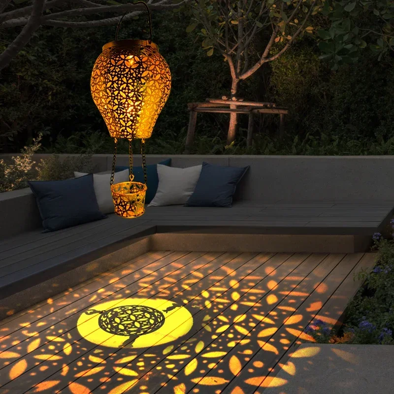 Outdoor Iron Hot Air Balloon Solar Light LED Lawn Lamp Garden Landscape Lantern Christmas Decoration 2025