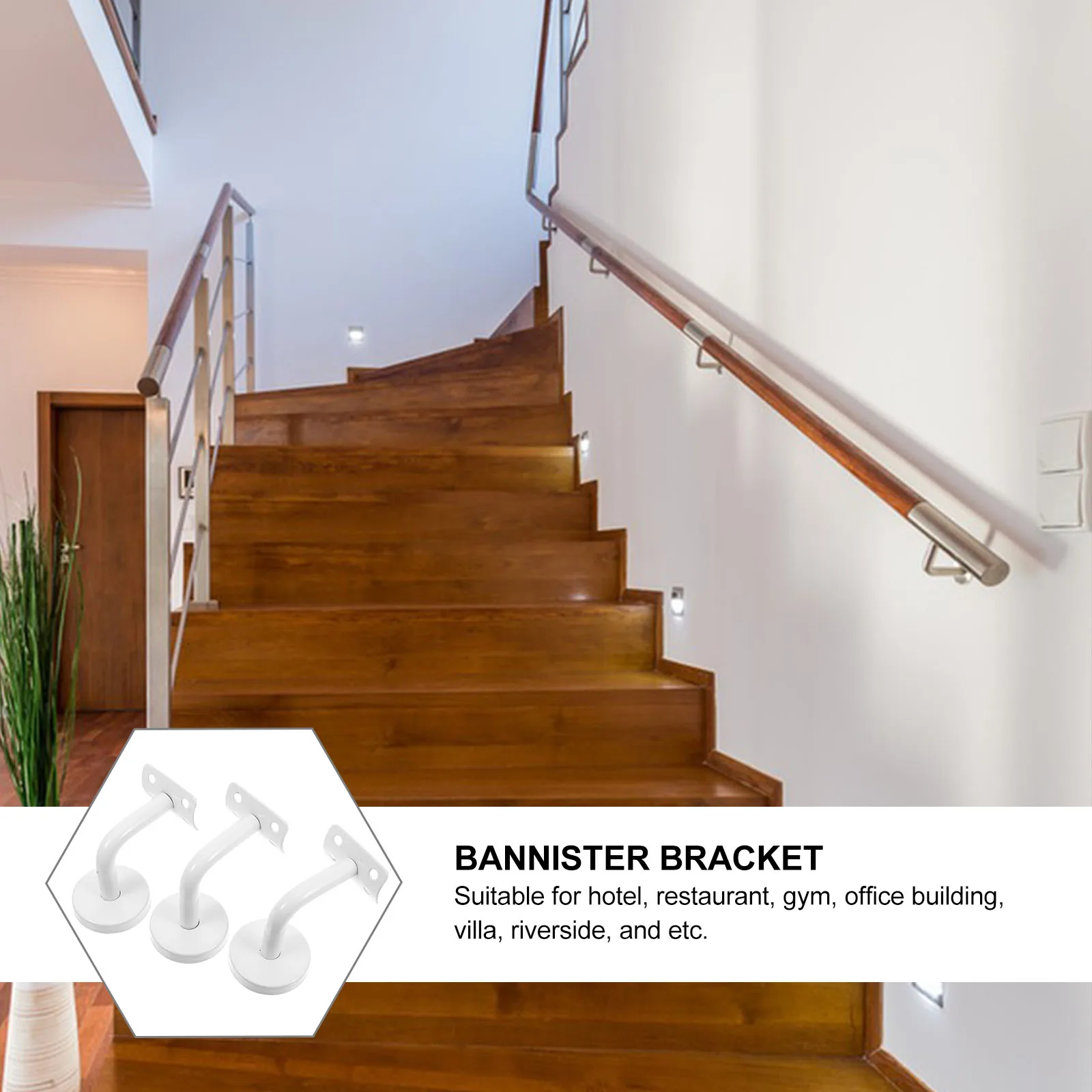 3 قطعة دعامة درابزين من الفولاذ المقاوم للصدأ تدعم الحائط دعامة درابزين متينة لممر الحمام ومكتب الصالة الرياضية