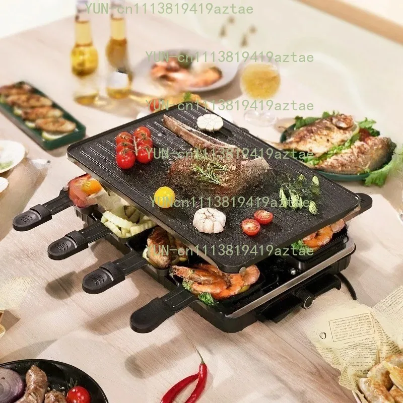 1700W Vertical Smokeless Electric BBQ Grill, Indoor Multi-Function Cooker for Hot Pot, Raclette and Cheese Fondue