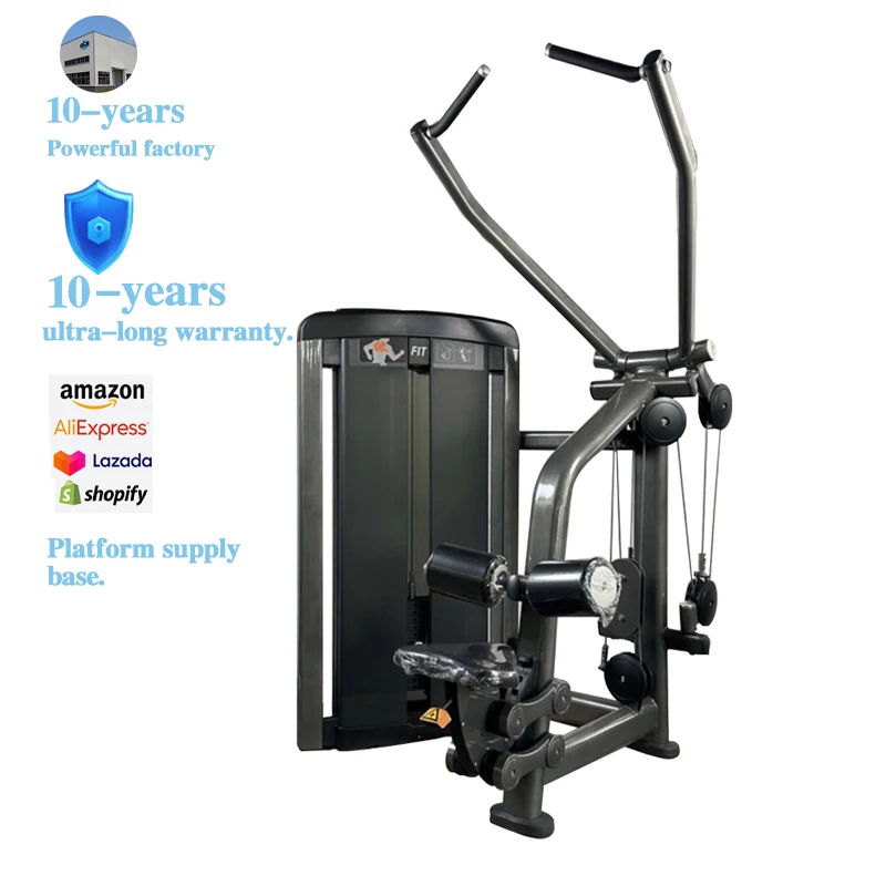 Gym Fitness High Pull Arm Exercise Back Extension Lat Pull Down Machine Pin Loaded Lat Pulldown High Row Machine