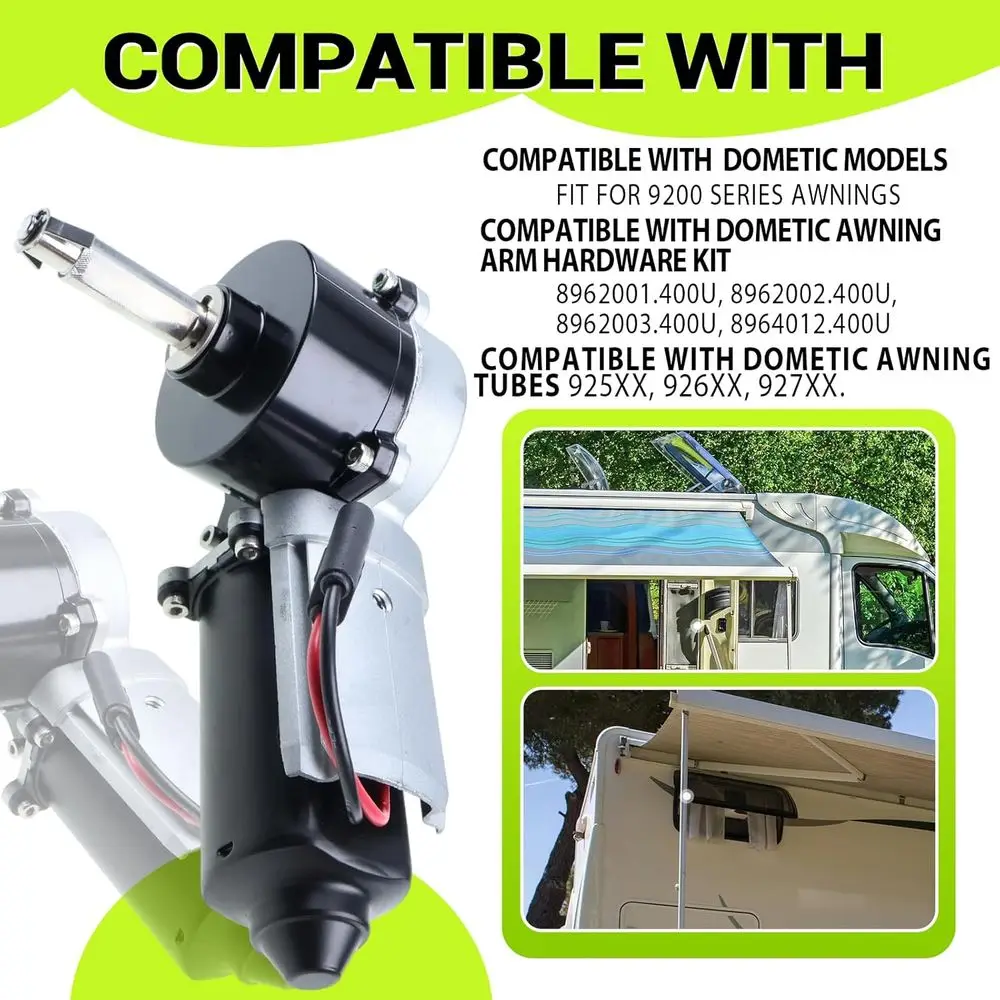 محرك مظلة RV 3317084.000U متوافق مع مظلات الطاقة من سلسلة Dometic 9200، استبدال #   3316605.001، 3316605.017 استبدال RV