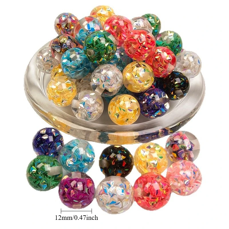 10Pcs 12mm Colorful Resin Beads For Jewelry Making Round Charm Beads DIY Necklace Bracelet Jewelry Accessories Keychain