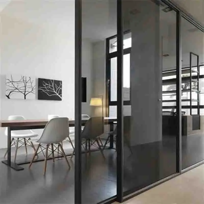 Custom.ZEYI لينة إغلاق انزلاق باب زجاجي منزلق مكافحة رفع تصميم التراص انزلاق التقسيم الباب جماليات تصميم جيب Slidi