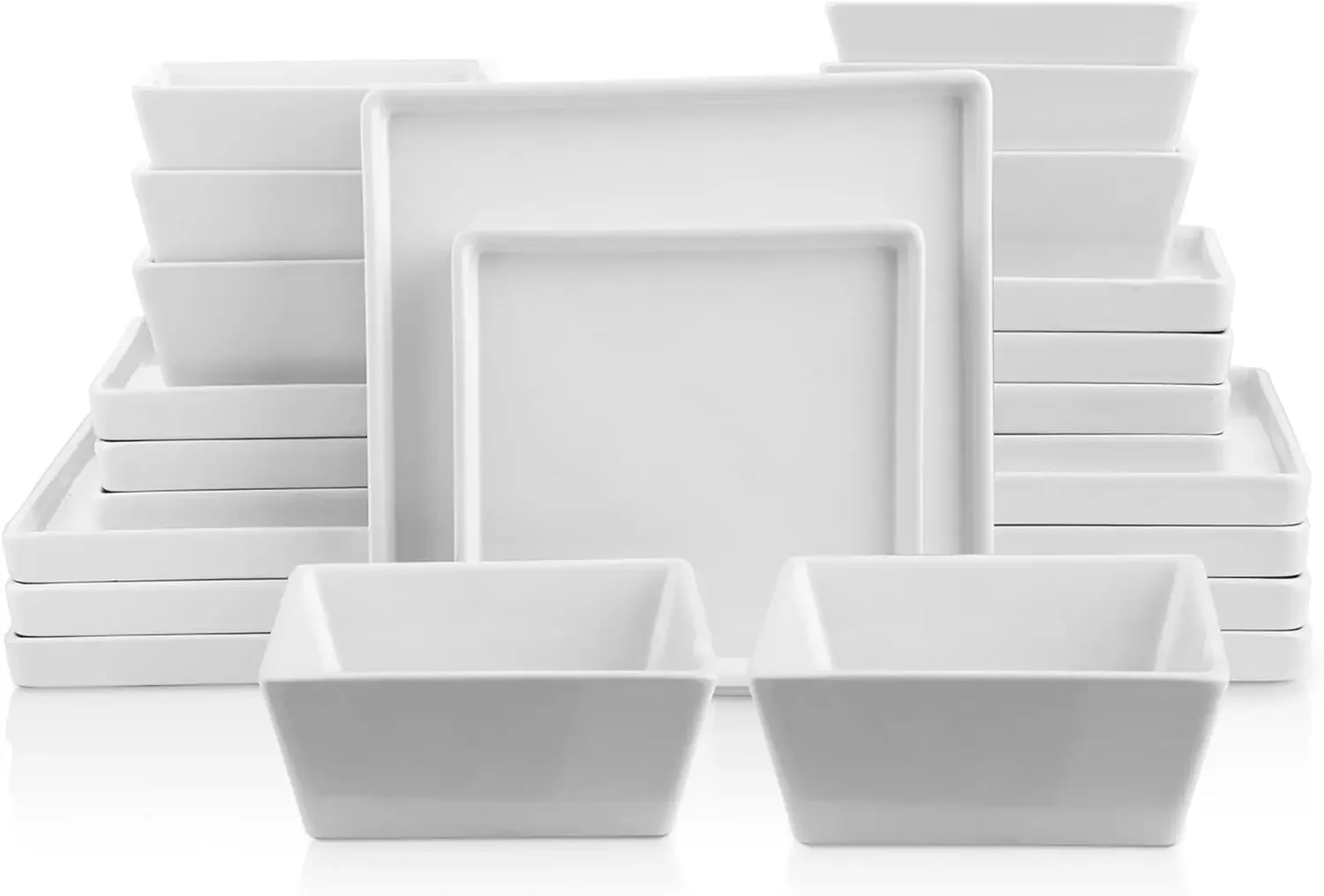 Kitchen suppliesStone Lain Grace Square Stoneware Dinnerware Set, 24 Piece Service For 8, White