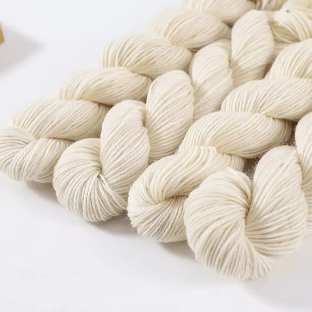 50g 100% Pure Wool Yarn Fine Spun hand woven white embryo pure white all wool yarn DIY Color Knitting