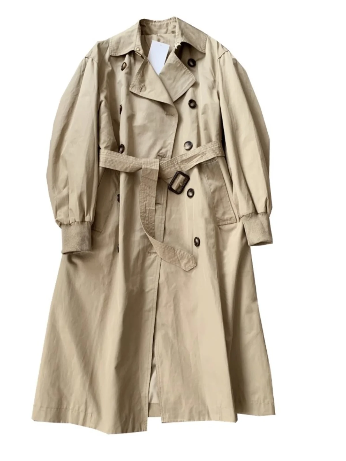 

Classic Khaki Briti Sle Women's Coat Double Breasted Waist-Cinching Mid-Length Autumn New Faion Wimigirls Windbreaker