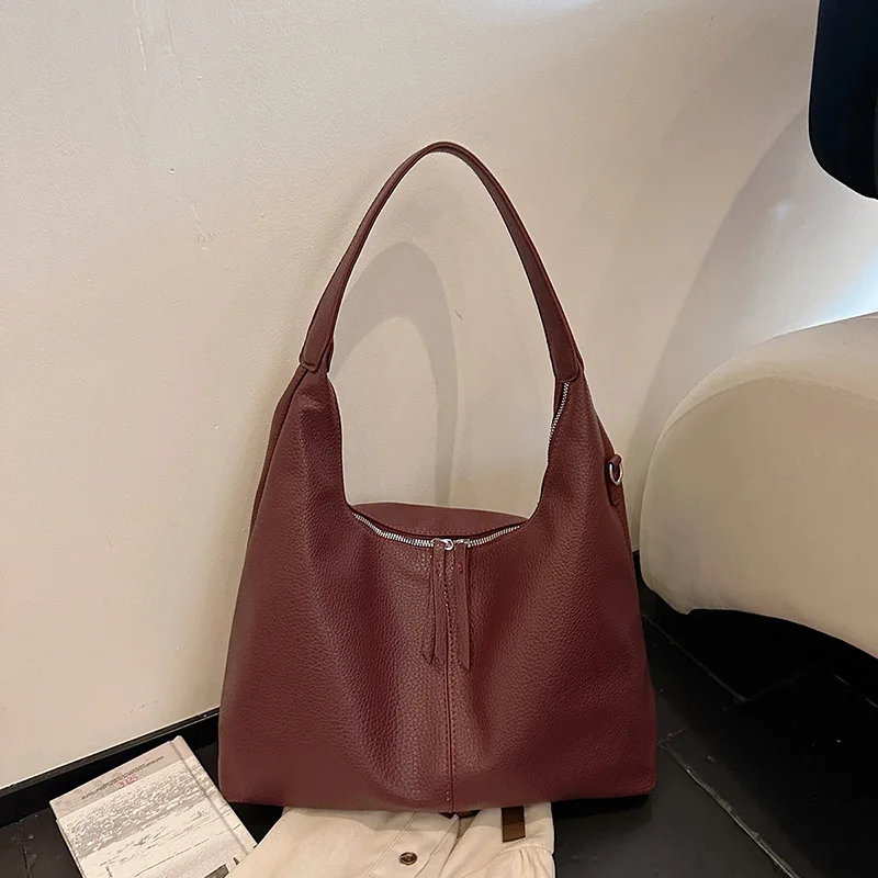 محفظة كلاسيكية تحت الإبط لخريف 2025 للنساء، حقيبة كتف متعددة الاتجاهات من الجلد الطبيعي، حقيبة يد أنيقة كلاسيكية للعمل #3