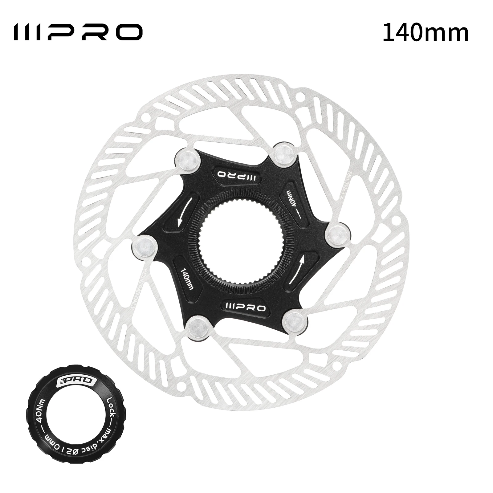 IIIPRO Ultraleichter Center-Lock-Scheibenbremsrotor für Fahrräder, erhältlich in den Größen 140/160 mm, Scheibenbremse und in verschiedenen Farben.