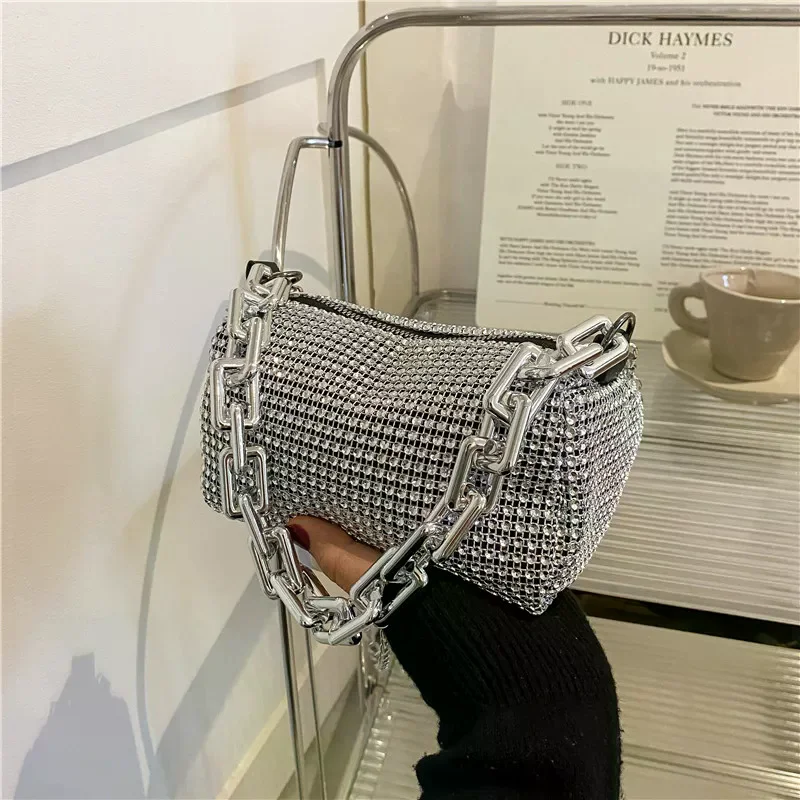 Summer Trend Luxury Fashion Travel Shoulder Handbags Purses Bling Diamond Design Small Crossbody Messenger Bags for Women