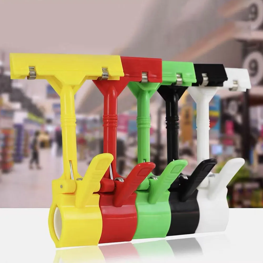 Soporte de letrero con clip ajustable de 10 piezas, pantalla giratoria de doble cabezal, adecuado para exhibición de precios de productos básicos de supermercado.