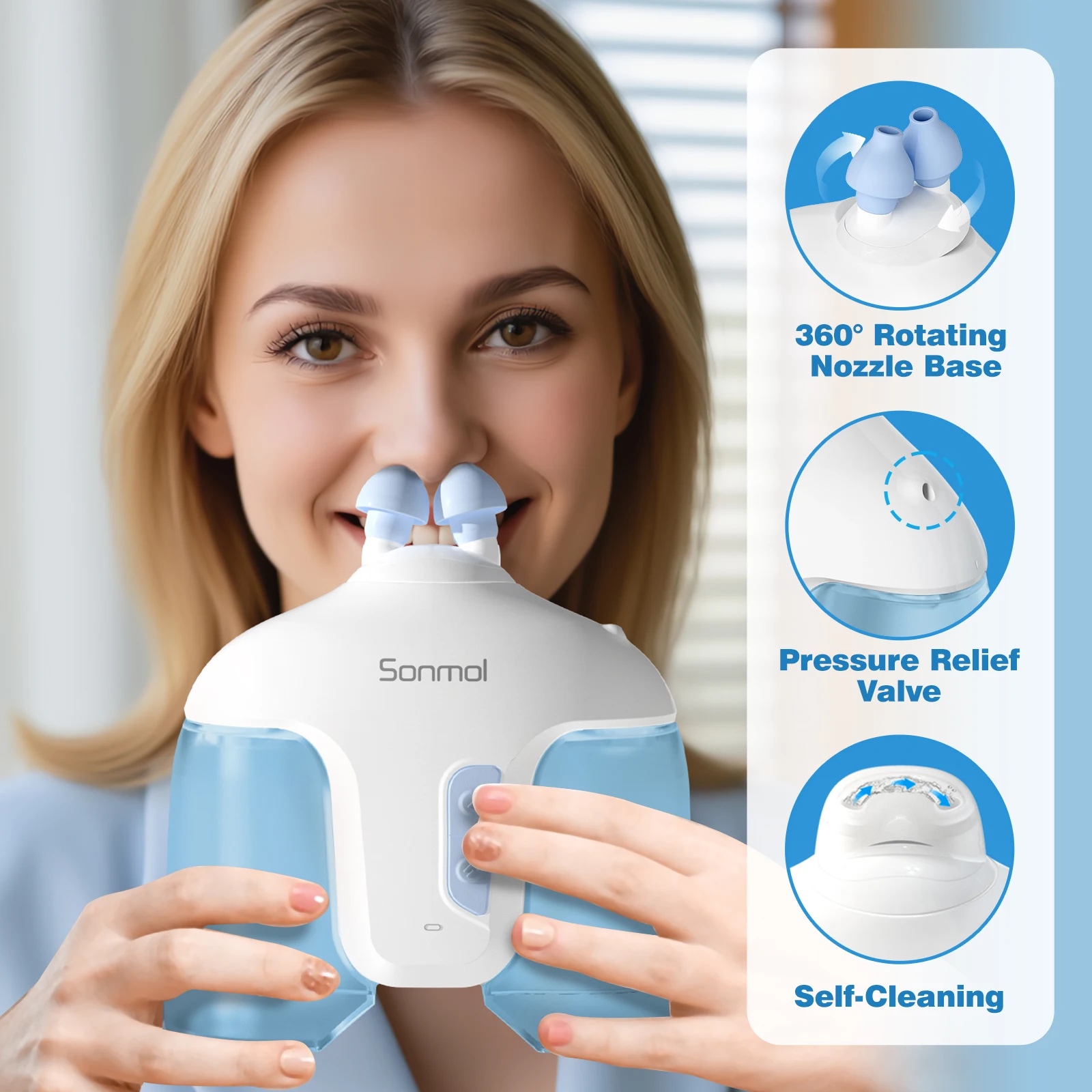 Sistema de riego Nasal eléctrico con 50 SaltPods, irrigador Nasal, limpiador de enjuague sinusal, dispositivo para aliviar la congestión
