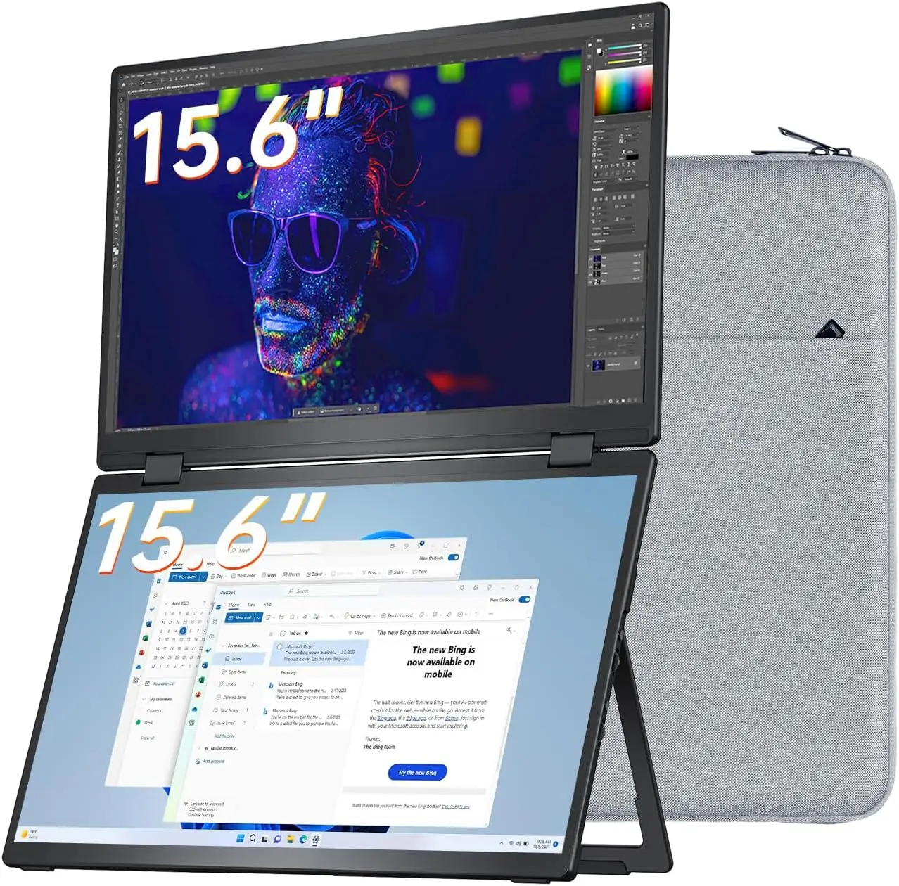 

Складной дополнительный экран, портативный монитор с USB-C, HDMI, HDR для ноутбуков, MacBook, ПК, PS5, Xbox, с креплением VESA, встроенной подставкой